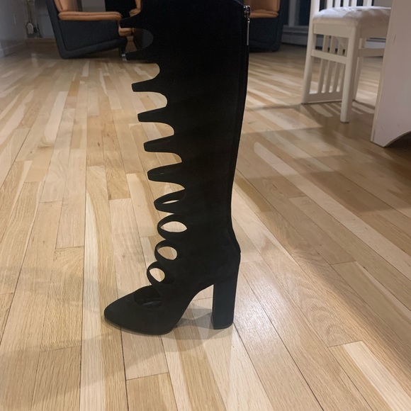 NWB RARE Saint Laurent Joplin Gladiator $3K Black Suede Boots Shoes Heels sz 37 - Picture 6 of 12